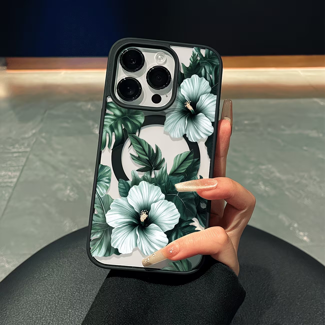 Magnetic Phone Case - Etui na telefon z zielonym kwiatowym
