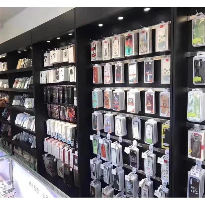 Niestandardowy, drewniany rega – Phone Accessories Store recenzja i cena
